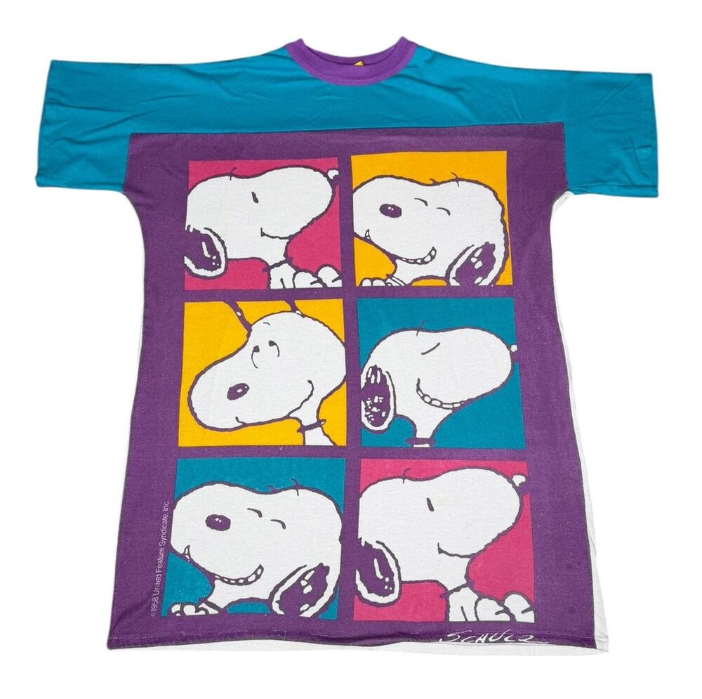 Vintage 80s Peanuts Snoopy AOP Pajama Party T-Shirt